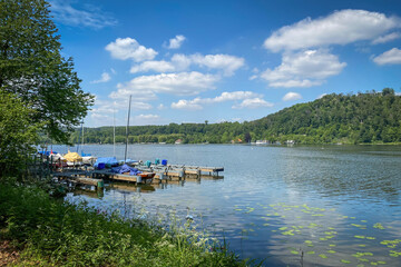 Boats on Lake Baldeney Baldeneysee near Essen, Germany
