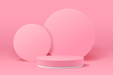 Pink abstract 3D minimal geometric shape scene for product presentation background