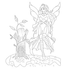Funny fairy coloring page for childrren