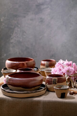 Asian style table setting with craft tableware