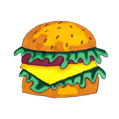 Illustration of a hamburger isolated on a white background