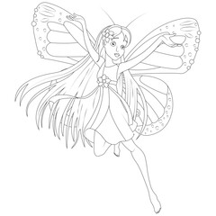 Funny fairy coloring page for children