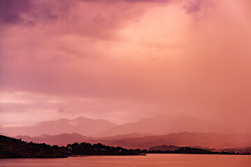 Heaven and infinity. Stormy summer sky. A storm warning. Strong cloud cover, bad weather. Beautiful background. Cloudy clouds on a rainy day. Gray clouds in the dark sky