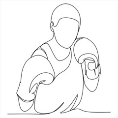 Continuous line art or one line drawing of a healthy boxer vector illustration.