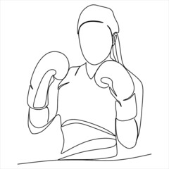 Continuous line art or one line drawing of a healthy boxer vector illustration.