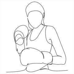 Continuous line art or one line drawing of a healthy boxer vector illustration.