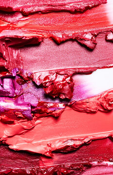 Red lipstick smears texture