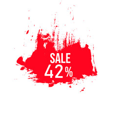 42 percent off sale with brush drawing color red vector.