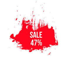 47 percent off sale with brush drawing color red vector.