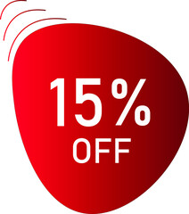 15 percent off with red vector off circle format