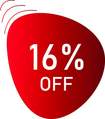 16 percent off with red vector off circle format