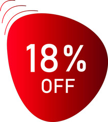 18 percent off with red vector off circle format.