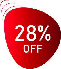 28 percent off with red vector off circle format