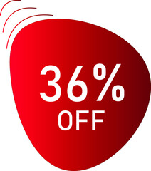 36 percent off with red vector off circle format