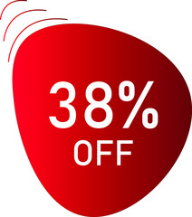 38 percent off with red vector off circle format.