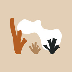 Abstract boho modern art background vector. Minimalist hand painted illustrations for home decor, social media story background.