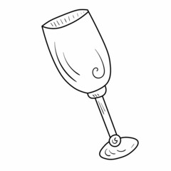 Doodle glass illustration. For alcohol. black line art on white background.