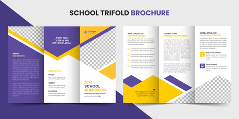 A4 brochure templates bundle, Kids back to school education admission trifold brochure template, school trifold brochure design, kids academy brochure template layout, company profile template - obrazy, fototapety, plakaty