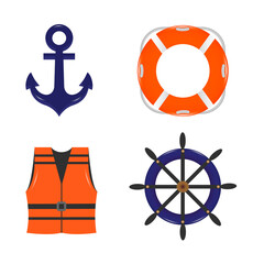 Marine icons. Set of nautical and marine symbols