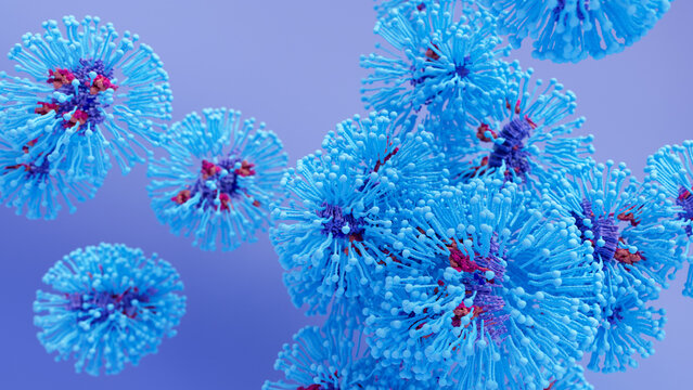 Hand washing with SOAP breaking down virus enveloppe.The soap molecules called micelles. (in blue) form around particles of dirt and fragments of viruses and bacteria suspending them in floating cages