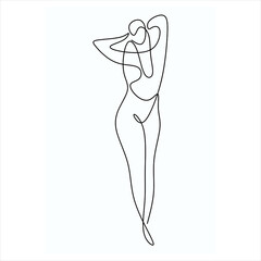 Minimal women's art. One Line Art. Female body. Women's pose. Wall portrait