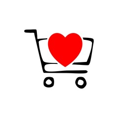 Add to favorites icon. Shopping chart, like, heart. I love shopping icon