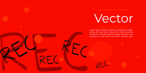 Rec camera play button sketch vector illustration. Video motion hand drawn background. Cartoon media banner