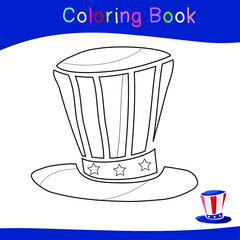 Colouring book with 4th July theme. America Independence Day worksheet. Happy Independence Day. Vector illustrations