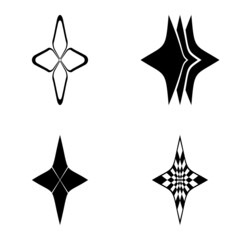 Rhombic_star3 Flat Icon Set Isolated On White Background