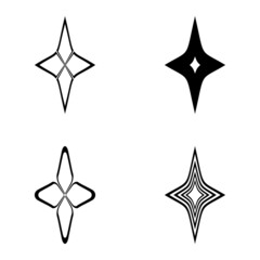 Rhombic_star3 Flat Icon Set Isolated On White Background