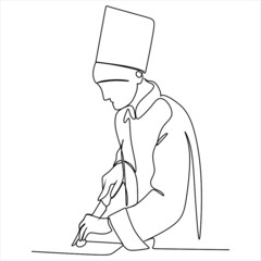 continuous line drawing of chef cooking cook a gourmet concept vector illustration.