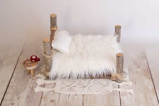 log bed photography newborn prop