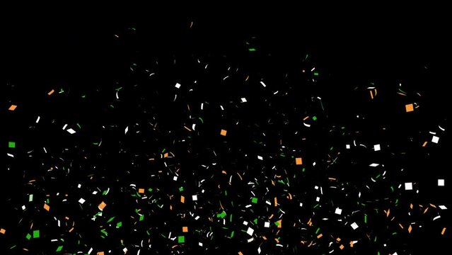India National Flag Color Celebration Confetti Particles with Alpha Channel Prores 4444.