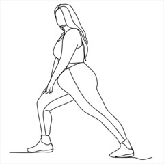 One continuous single drawing line art flat doodle yoga, lifestyle, healthy, woman, female, body positive. Isolated image hand draw contour on a white background

