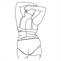 One continuous single drawing line art flat doodle yoga, lifestyle, healthy, woman, female, body positive. Isolated image hand draw contour on a white background
