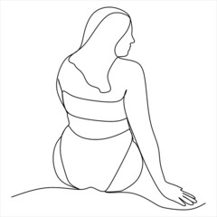 One continuous single drawing line art flat doodle yoga, lifestyle, healthy, woman, female, body positive. Isolated image hand draw contour on a white background
