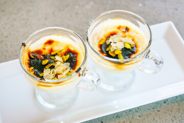 Sweetness for breakfast. Traditional Turkish pudding. Delicious treat from Turkey
