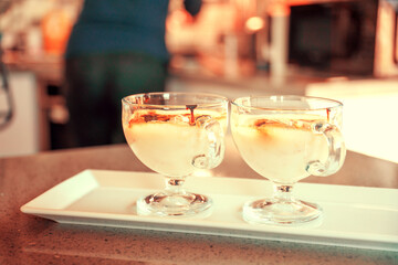 Sweetness for breakfast. Delicious treat from Turkey. Traditional Turkish pudding