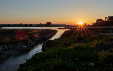 sunset over the river