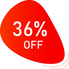 Sale tag 36% off, banner design template, orange color , discount app icon, vector illustration