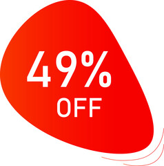 Sale tag 49% off, banner design template, orange color , discount app icon, vector illustration