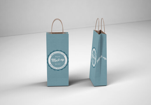 Craft Paper Shopping Bag for Wine Mock-Up Scene