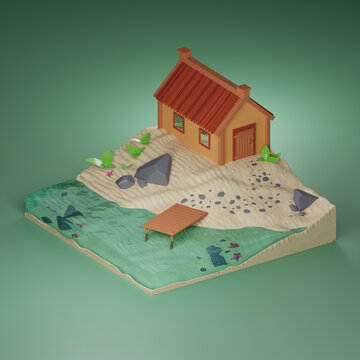 house 3d cartoon