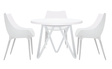 Coffee table and three chairs. vector illustration