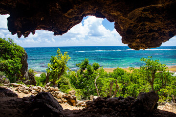 Two foot bay cave and historic outpost, Barbuda, caribbean
