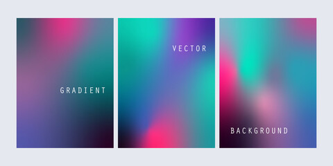 Set of blurred colorful gradient background. Vector abstract design