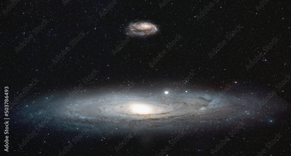 Poster as seen by the andromeda - andromeda galaxy with our galaxy is milky way 