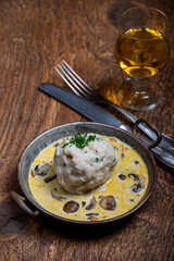 dumpling in mushroom sauce