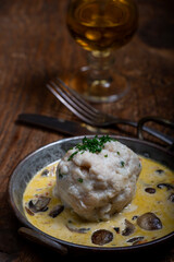 dumpling in mushroom sauce