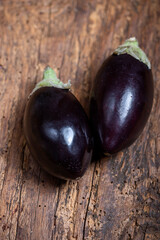 two small eggplants